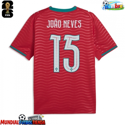Camiseta Portugal Joao Neves #15 Primera Equipación Replica Mundial 2026 mangas cortas